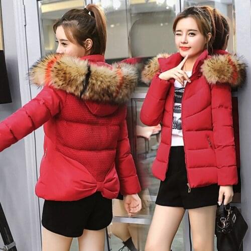 Clothes Woman Short 2019 Winter Clothes New Even Hat Cotton-padded Jacket Korean Version Of Color Hair Lead Cotton Coat Tide