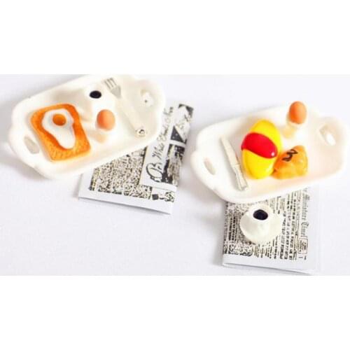 1/12 1/6 Dollhouse Miniature Breakfast Plate Egg Bread Dolls House Accessories