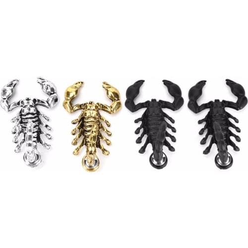 1pc New Fashion Punk Gold Black Silver Color Animal Scorpion Stud Earrings For Women Men Cool brincos Jewelry