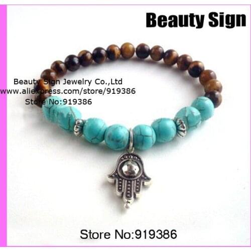 10pcs fashion blue Stone glass beads spacer bracelet hand eye pendant bracelet ,charm elastic Bracelets