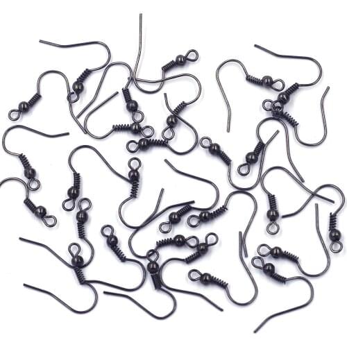 200Pcs Earrings Wire Hooks With Ball Spring Ear Alloy Gunmetal Jewelry DIY Making Finding Charms 18x19mm