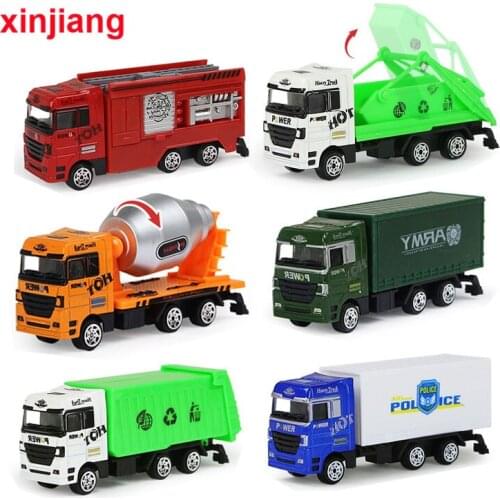 3 Pcs/Set Alloy Car City Engineering Fire Garbage Truck Series Model Vehicle Glide Function Car Truck Kids Toys for Boys