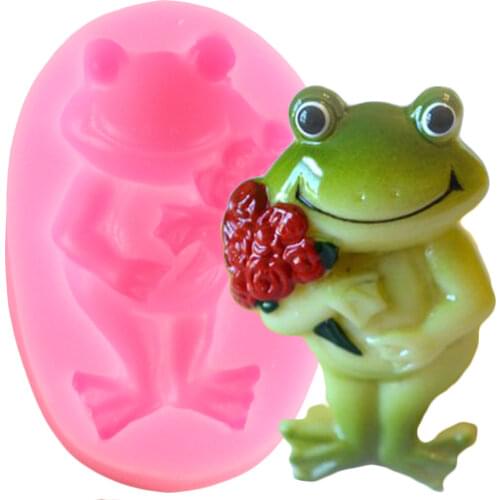 3D Cartoon Frog Silicone Mold Baby Birthday Cupcake Topper Fondant Cake Decorating Tools Clay Candy Resin Mould Chocolate Moulds