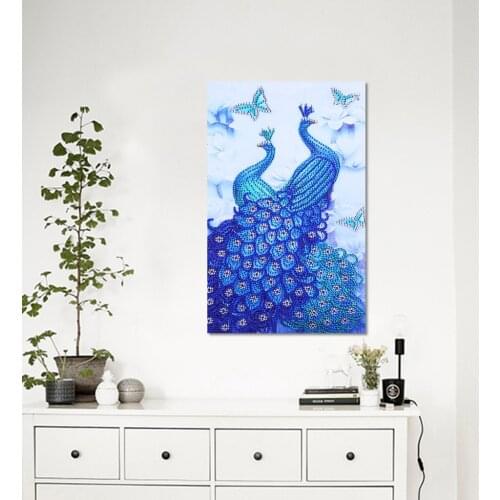 5Ddiamond embroidery circle diamond special shape cartoon painting peacock butterfly rhinestone crystal painting home decoration