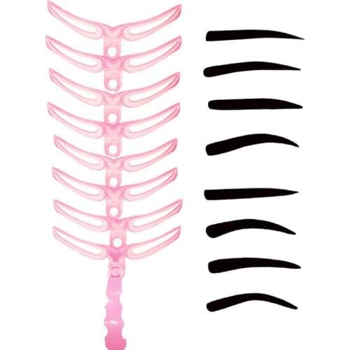 8pcs/set Eyebrow Mold Eyebrow Stencils Shaping Grooming Eye Brow Make Up Model Template Reusable Design Eyebrows Styling Tool