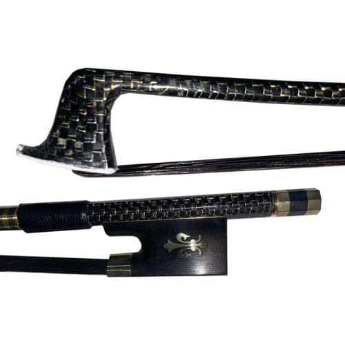Free shipping Professional 4/4 Golden Silk gold wire Braided Carbon Fiber violin Bow blackHorsehair Ebony Frog Fleur-de-lis