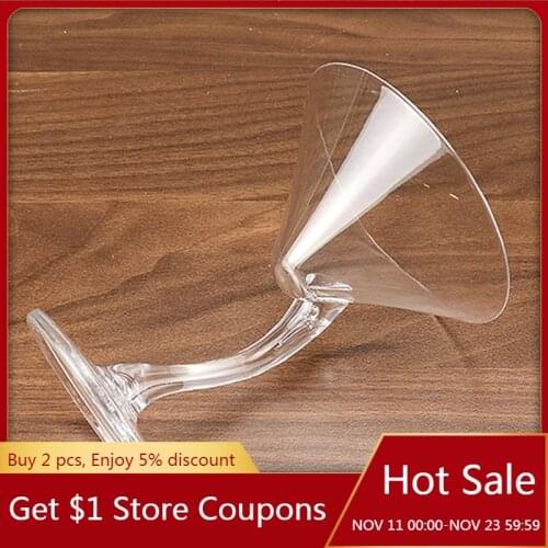 PC Cocktail glass plastic transparent white wine glass acrylic high wine glass anti-fall cocktail glass 210ML plastic cup