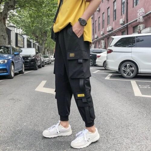 2020 New Cargo Pants Men Hip Hop Loose Multiple pockets Overalls Leisure trousersjogging Street outfit Elastic Waist Men Pants