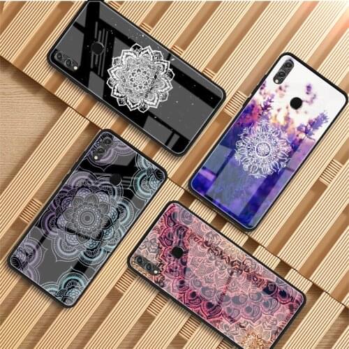 Mandala Floral Tempered Glass Phone Case For Huawei P20 P30 P40 P40 Lite Pro Psmart Mate 20 30 Cover Shell
