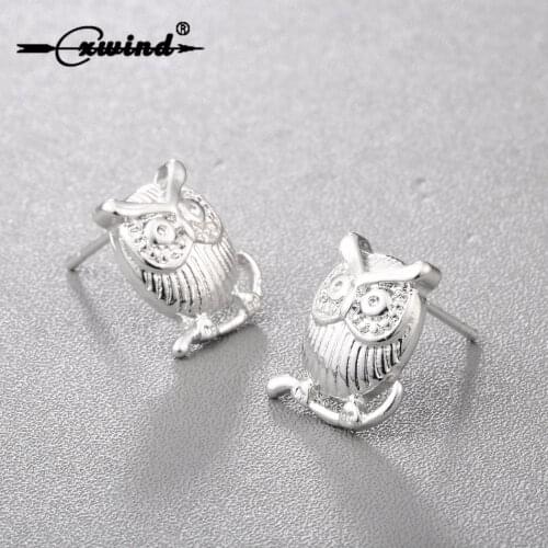 Cxwind Womens Owl Earrings Jewelry Fashion Tiny Owl on Branch Stud Earrings Gift for School Girls Kids Lady Gift brincos