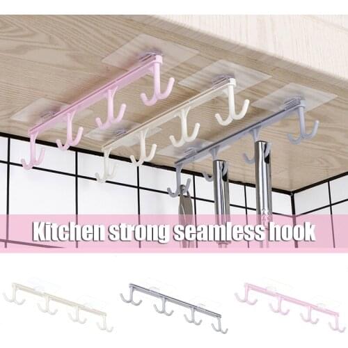 HOT Multifunctional Punch Free Kitchen Hook Kitchen Supply Storage Hanger with 8 Hooks