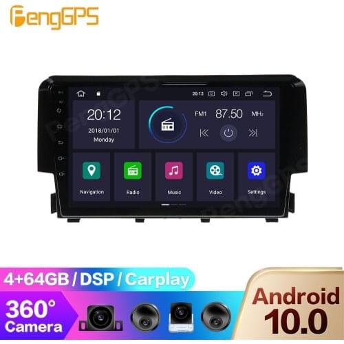 GPS Navigation for Honda Civic 2016-2018 Multimedia Headunit 360° Camera DSP DVD Player Car Touchscreen Android 10.0 Carplay PX6