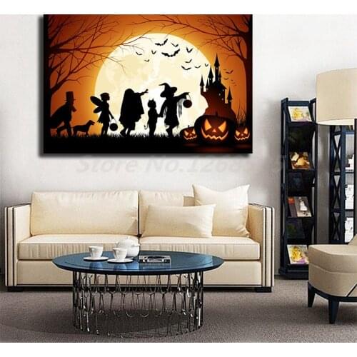 Halloween On The Hill Wallpaper Wall Art Canvas Posters Prints Painting Wall Pictures For Office Living Room Home Decor Artwork