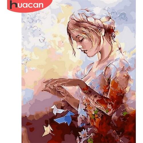 HUACAN DIY Painting By Numbers Girl Figure Picture Canvas By Numbers Acrylic Wall Art Picture Home Decoration Diy Gift