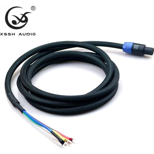 HIFI Speaker 4 pin Speakon XLR to Y U spade Cables XSSH audio YIVO 3 core OFC pure copper Balanced Extension Cable Wire Cord