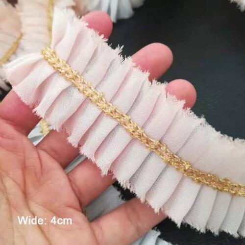 1Yards High Quality Lace Fabric 4.5cm Ribbon Guipure Gold Lace Material Sewing Trimmings Ribbons For Crafts Clothes Dress PL5