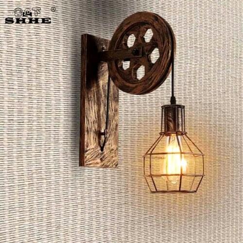 Loft Retro Lanterns Fixtures Pulley Wall Lamp Pendant Suspension Light Fitting Kitchen Bedroom Living Room Wall Lamp Bra Sconce