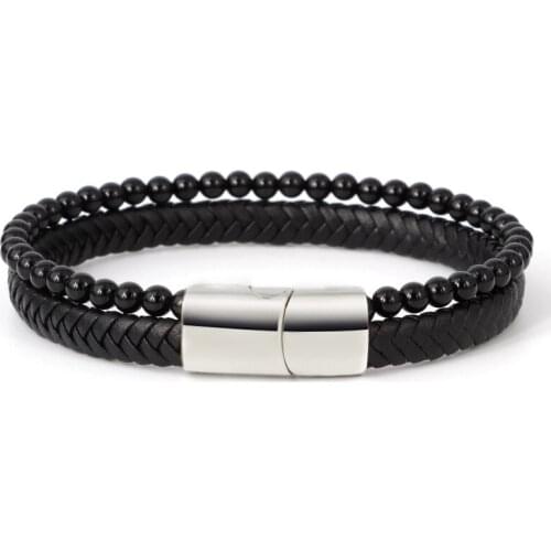 Multilayer Bracelet Men Casual Fashion Braided Leather Bracelets For Women Bead Bracelet Punk Rock Men Jewelry