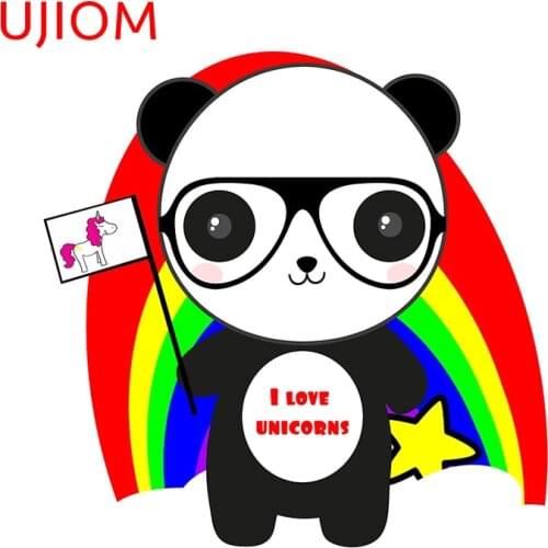 UJIOM WallStickers Panda Loves Unicorns Bedroom Decoration Waterproof Sticker Door Accessories Wallpaper Room Home Decor Decals