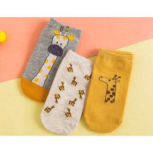 Cute Giraffe Socks Kawaii Cartoon Funny Socks Set Summer Stopki Skarpetki Damskie Harajuku Low Cut Ankle Sock Women 1 Pair