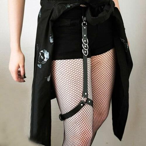 Sexy Punk Leather Leg Harness Belt Body Bondage Suspender Fetish Lingerie Women Gothic Thigh High Garter Belt Handmade Bdsm