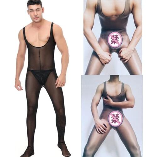 Sexy mens underwear mesh one-piece vest see-through costume nightclub stage ds costume bar performance costume