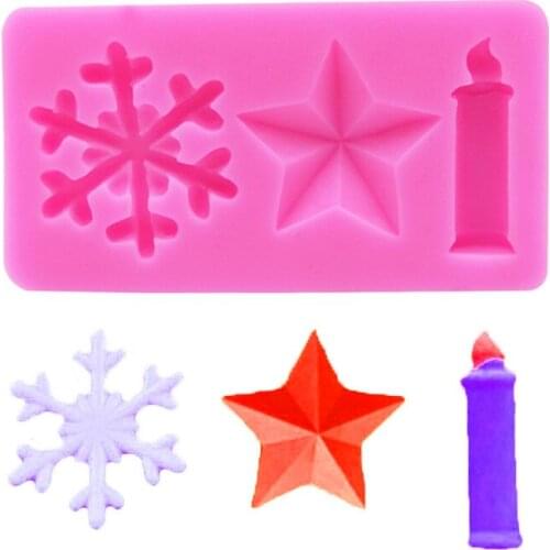 3D Silicone Molds Stars Snowflakes Candles Cake Molds Cake Decoration Tools Fondant Craft DIY Craft Fondant Molds For Baking