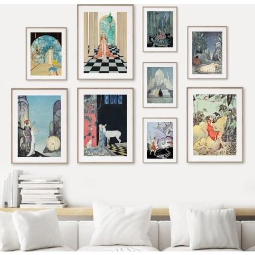 Virginia Fairy Tales Princess Knight Canvas Painting Nordic Posters and Prints Wall Art Pictures for Living Room Vintage Decor