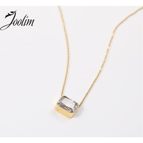 Joolim Jewelry PVD Gold Finish Retro Zircon Pendant Necklace Stylish Stainless Steel Necklace