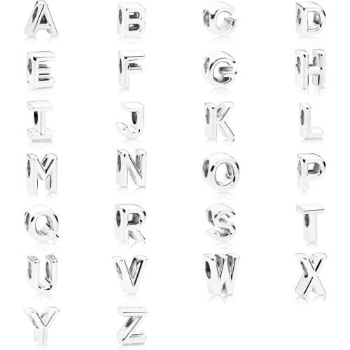 New Fashion High Quality 100% S925 Sterling Silver Original 26 Letters Female Diy Necklace Bracelet Beads