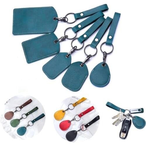 1pcs Cowhide Leather Access Card Cover Keychain Pocket Car Keys Wallet Clip Ring Women Men Diy Handmade Accessories Gifts