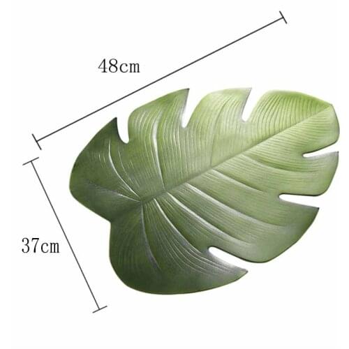 1pcs Artificial Palm Fake Leaves Table Placemat Coaster Tea Table Mat Hawaii Tropical Wedding Party Table Decoration