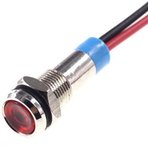 1 pc LED Metal Signal Lamp 6mm Indicator Light Waterproof 3V/6V/12V/24V/110V/220V Red Green Yellow Orange Blue White With Wire