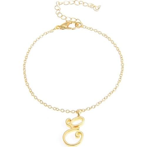 10PCS Tiny Monogram E Letter Bracelet Jewelry Gift for Girls Simple E Name Letter Charm Bracelet Jewelry