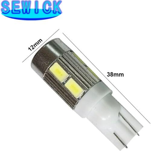 100x White6500K Car T10 LED Bulb 10 LED 12V W5W LED Signal Light 10 SMD Auto Interior Wedge Side License Plate Lamps 5W5 194 168