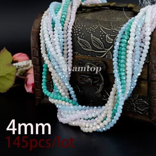 145Pcs/Lot 4mm Mixed Faceted Glass Crystal Spacer Rondelle Beads Crystal Glass Beads For Jewelry Making
