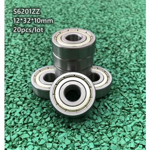20pcs/lot S6201ZZ stainless steel 440C deep groove ball bearing 12*32*10 mm