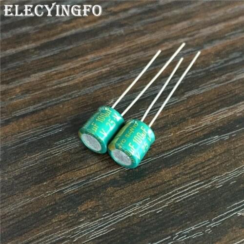 200pcs 100uF 25V100UF SANYO 6.3x7mm Low profile Good Quality 25V100uF Aluminum Electrolytic Capacitors