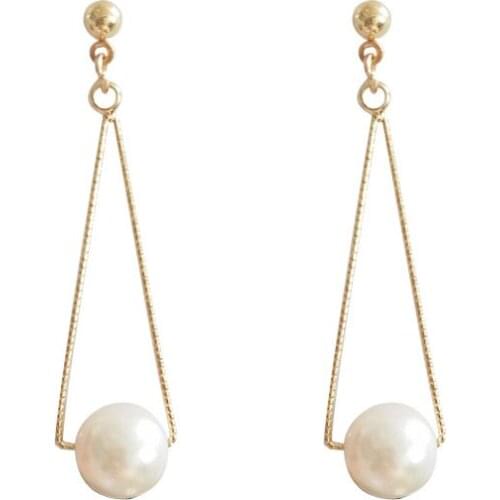 2021 Imitation Pearl Long Earrings For Women Wedding White Round Pearl Dangle Earrings Korean Fashion Jewelry Gift