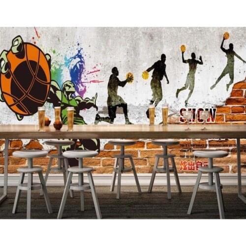 Custom photo 3d wallpaper HD brick basketball graffiti bar tooling home decor living room 3d wall murals wallpaper for walls 3 d