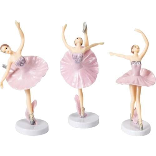 3x Birthday Cake Topper Ballerina Girl Cake Topper Cake Birthday Party Dessert Decoration for Baby Shower Baking Supplies