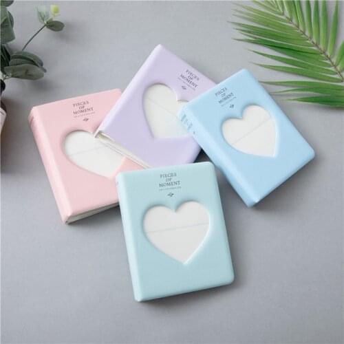 64 Pockets PVC Photo Album 3 Inch Heart Interstitial Case for Name Card Mini Scrapbooking Storage Wedding Gift