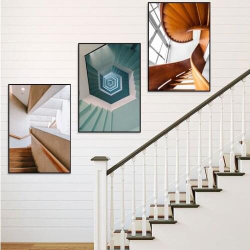 Abstract Modern Spiral Stair Vortex Canvas Painting Fashion Retro Poster Print for Living Room Home Aisle Entrance Salon Decor