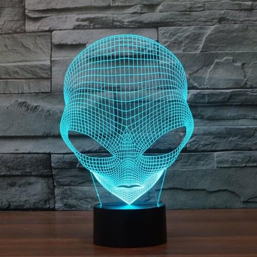 Alien Seven color Touch led Visual Usb 3d Light Creative Wholesale Kids Room Led Night Light Novelty Led Usb 3d Lamp