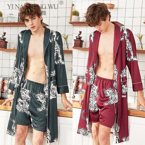 Mens Pajama Set Men Pajamas Sleepwear Men Sexy Modern Style Soft Cozy Nightgown Mens Shorts Nightgown Home Wear Two-piece Suit