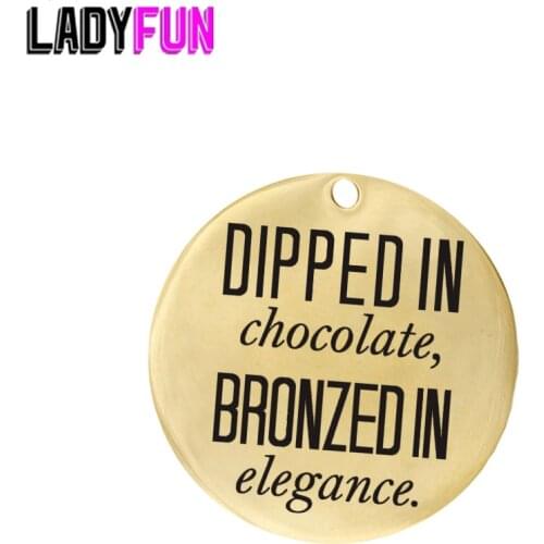 Ladyfun Customizable Stainless Steel Charm Black Girl Magic Pendant Dipped Chocolate Bronzed Elegance Charms for jewelry making