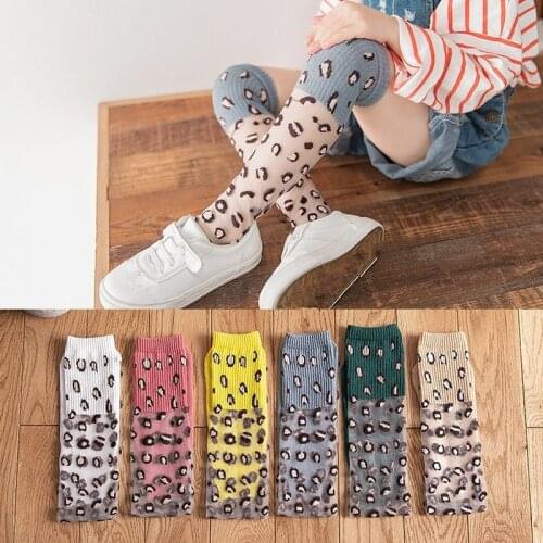 Leopard Print Spring Summer Glass Silk Socks for Children Breathable Knee Highs Socks Boys Girls Mid-tube Socks for Kids 3-10Y