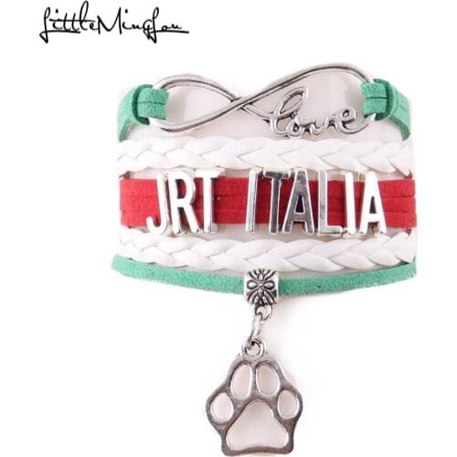 Little MingLou Infinity love jrt italia bracelet dog pet paw charm leather wrap men bracelets & bangles for women jewelry