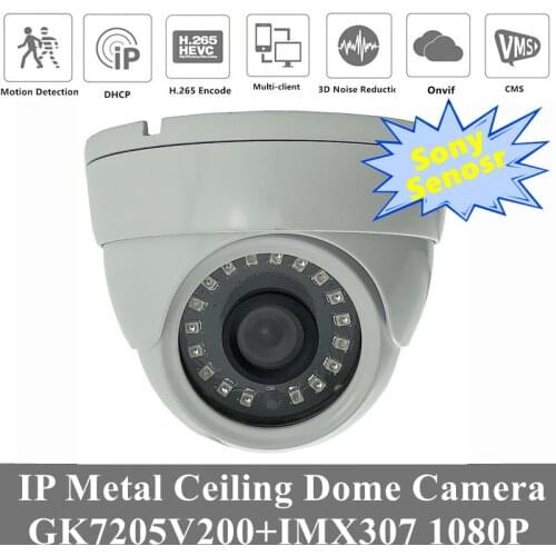 3MP IP Metal Ceiling Dome Camera 3516E+Sony IMX307 H.265 Low illumination 18 LEDs IRC ONVIF VMS XMEYE Motion Detection Radiator