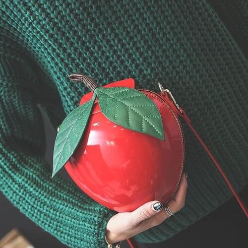 Cute fashion personality apple shape red & green party shoulder bag clutch bag ladies handbag purse flap crossbody messenger bag